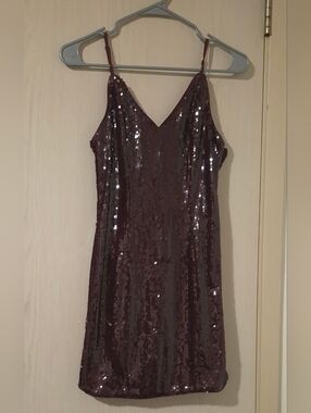 Forever 21 Burgundy Sequin Slip Dress (S)